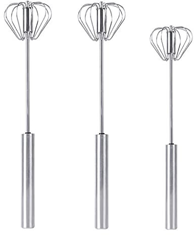WolFum Schneebesen, Edelstahl-Schneebesen, Küchen-Schneebesen, 3er-Set, 25,4 cm/30,5 cm, halbautomatischer Hand-Schneebesen, Küche zum Kochen, Mischen, Schlagen und Rühren