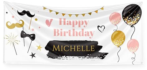 Personalisiertes Geburtstags Banner fürs Kleinkind. Geburtstagsbanner für Kinder. Geburtstagsdekoration für Jungen oder Mädchen (Mit Luftballons)