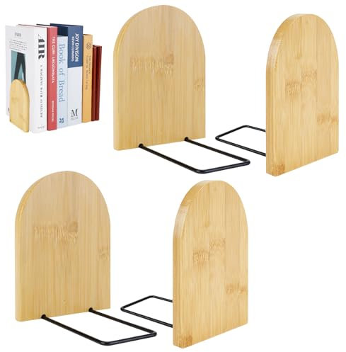 4PCS Wood Buchstützen, Buchstützen für Schule, Walnussholz Buchstützen für Regale, Ausgefallenes modernes dekoratives Buchzubehör, um Bücher fest im Regal zu halten (10.5x9.5 x13cm)