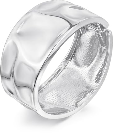 LILIE&WHITE Breiter Armreif für Damen, Silberfarben, Moderner und Geschwungener Stil, Eleganter Schmuck für Alltag und Besondere Anlässe