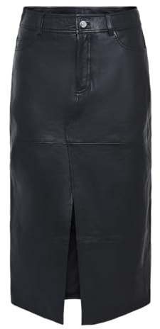 YASMINA HMW LEATHER LONG SKIRT NOOS, svart, S