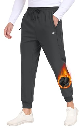 MoFiz Pantalón de Chándal Hombre Jogger Pantalones Deportivos de Forro Polar Cálido Invierno Cargo Pantalón con Puños Multi-Bolsillos con Cremallera A01-Gris Oscuro EU 4XL