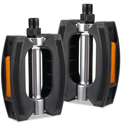 Fahrradpedale, Fahrrad Pedale City/Trekking Komfort Anti-Rutsch Fahrrad Pedale Set für City Bike, Trekking Bike, E-Bike, Reflektoren | StVZO | Einheitsgröße EU (613 / Schwarz)
