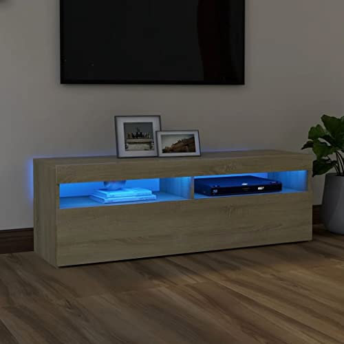 Meuble TV avec lumières LED chêne Sonoma 120x35x40 cm,Meuble TV avec éclairage LED | Design Moderne | Rangement Pratique | 120 cm Meubles TV