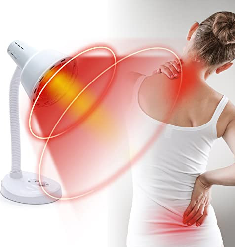 ARBGO Infrarotlampe, 275W Infrarotlampe Wärmelampe, Rotlichtlampe Infrarotlichttherapie for Pain, Verstellbarer Winkel und Höhe, Home Use Infrarot Wärmelampe, Table Infrarotlichtlampe