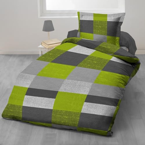 Bedskin Bettwäsche-Set mit Teddy Plüsch Cashmere Touch Cashmere-Optik, 2-teilig, 135x200 cm, 80x80 cm, warmes Plüsch, (Appel-Green)