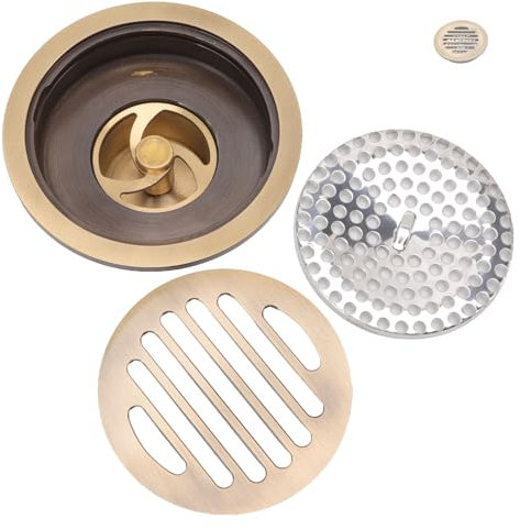 lvifloae Scarico a Pavimento Rotondo per Doccia, Resistente e Robusto Scarico a Pavimento per Doccia in Stile Vintage, Robusto scaricatore a Livello del Pavimento Rotondo per Il Bagno del Garage