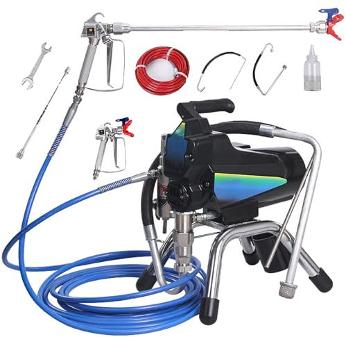 XoTiq Pulverizador de Pintura eléctrico, pulverizador de Pintura sin Aire, pulverizador sin Aire sin dilución con Soporte de 4 l/min, pulverizador de Pintura para Patio, jardín, Exterior e Interior