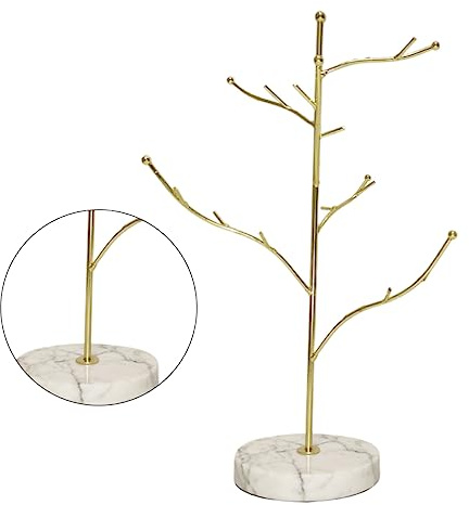 ANDRESLAD Portagioie Ad Albero in Marmo Espositore Per Gioielli, Supporto Porta Anelli e Braccialetti, Organizer Decorativo Per Orecchini Da Tavolo, Adatto a Uso Personale e Negozi