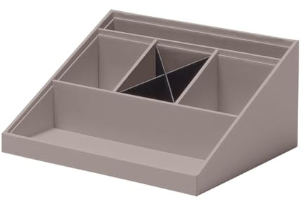 Rössler SOHO Schreibtisch Organizer | Multifunktionales Schreibtisch Zubehör mit 6 Fächern | Ideal als Büro Organizer, Stiftehalter oder Ordnungssystem | Platzsparend & handverleimt | Farbe: Taupe