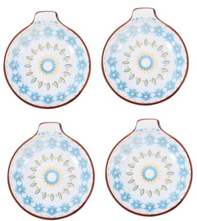 FELTECHELECTR 4pezzi Piccole Ciotole Ceramiche Per Salse Con Manico Piatti Decorativi Per Condimenti Antipasti e Snack Design Elegante Per Tavole e Feste