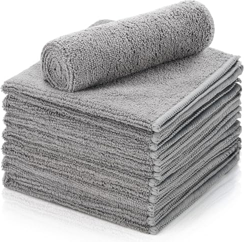 Honeydak 8 Pack Microfiber Record Cleaning Cloth, 12 x 12 Reuseable Anti Static Towels for Glasses, TV Screen, Laptop, Musical Instrument, Ultra Absorbent, Lint Free, Streak Free(Gray)