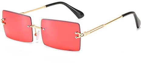 YOJUED Vintage Randlose Sonnenbrille für Damen und Herren Mode Retro Rechteck Brille UV400 Schutz