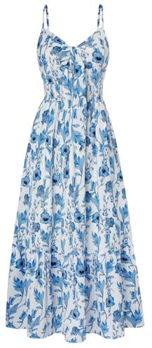 GRACE KARIN, Abito da Donna con Scollo a V, Senza Maniche, a Fiori, Estivo, Casual, A-Linea, Maxi, da Spiaggia, per Matrimonio, Abito Fließendes da Tempo Libero con Tasche, L