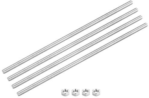 QUARKZMAN 4 Stück Gewindestange M6 x 250mm x 1mm Gewindestab Edelstahl 304 Gewindestifte mit Muttern Vollgewindestange V2A Gewindebolzen für Möbel Maschinen Modell Schraubverbindungen