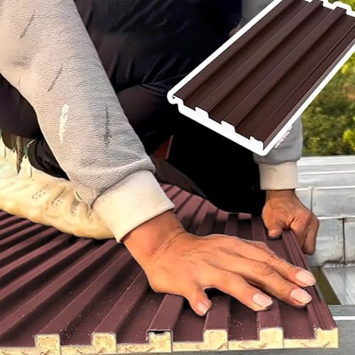 Elitix 3 6 8 Pack Aluminum Roofing Panels Insulated Corrugated Roof Sheets, Cladding Greenhouse Panel for Balcony Cover, Chicken Coop Windproof Board(1 pcs,L1.9m/74.6inch/6.2ft)