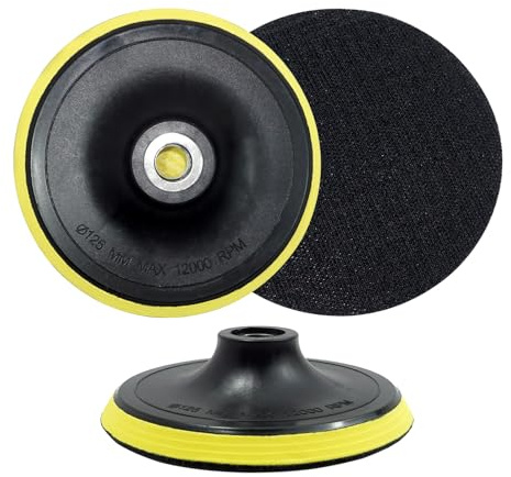 Disco de lijado de 125 mm, bandeja lijadora con rosca M14, disco de pulido de velcro, almohadilla de pulido para taladro y disco amoladora, disco lijadora de 125 mm para bricolaje y taller (2 piezas)