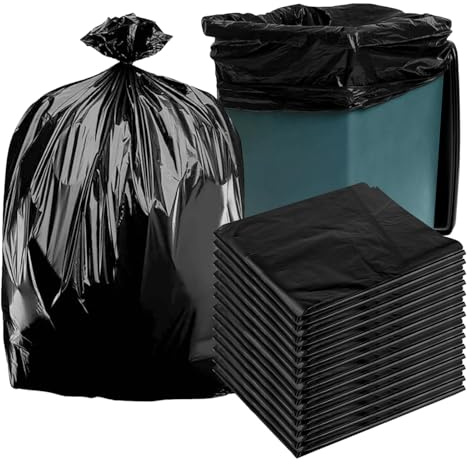 DJDBaihuo 33/38 gallon heavy duty trash bags, 35 inches x 39 inches, black, extra strong construction & yard bags for commercial, industrial, garden waste, leakproof & puncture resistant(30 pieces)