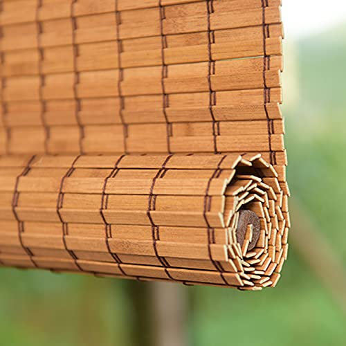 Tenda a rullo in bambù naturale, tenda oscurante per esterni, tasso di ombra del 90%, tonalità romane, rivestimento per porte e finestre in legno (140 x 320 cm)