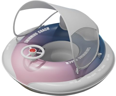 Baby Pool Schwimmhilfe Mit Schattenspendend,Baby Planschbecken-Schwimmer Mit Sonnenschutz - Schwimmsitz Spielzeug Mit Tröte Für Kleinkinder