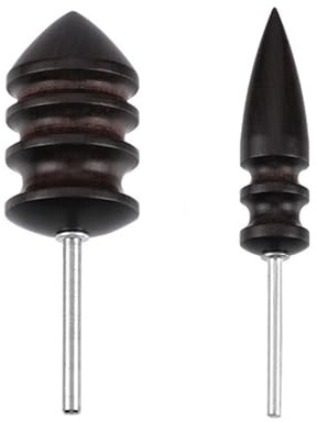 Juego de 2 puntas rotativas de madera negra para bordes de cuero, fabricación a mano