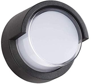Aplique de Pared Lámpara de Pared para Exterior con Pantalla Lámpara de Pared Interior enchufable Lámpara de jardín Aplique LED Redondo Impermeable Luminaria de Metal Base de Aluminio Luz Blanca