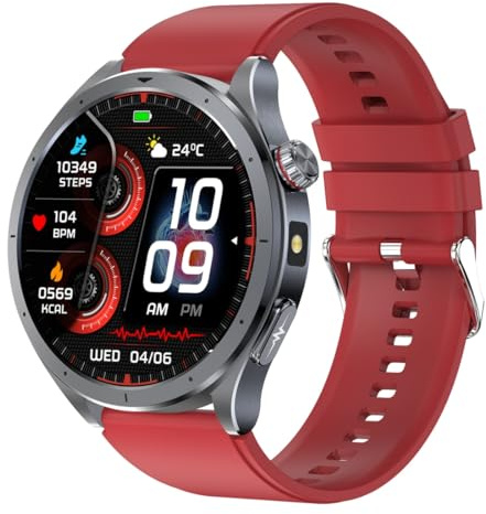 YUPENG Smartwatch Herren Damen mit ΒΙυtdrυck/EKG/HRV/Harnsäure/BMI, 1,95'' AMOLED Gesundheitsuhr mit Telefonfunktion, SOS-Notruf, 24H /Herzfrequenz/SpO2 Schlafmonitor für Android/iOS (Dunkelschwarz)