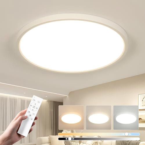 EASY EAGLE LED Deckenleuchte Dimmbar mit Fernbedienung, 40CM 48W Rund Weiß | 3000k-6500k Flach Deckenlampe Modern für Badezimmer Bad Flur Schlafzimmer Balkon Wohnzimmer Küche Keller