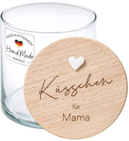 MaldetFAMILY Muttertagsgeschenke: Süßigkeitenglas mit Gravur & 3D-Herz | Vorratsglas mit luftdichtem Deckel | Geschenk für Mama zum Muttertag & Geburtstag (Klein - 530 ml)