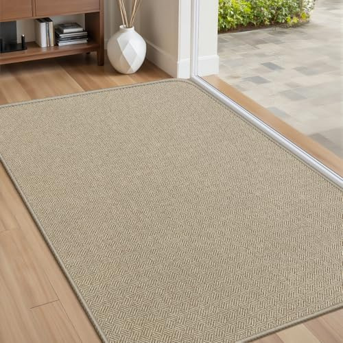 BEISIFLOOR Felpudo Entrada Casa 60x90cm, Alfombra Entrada Casa Antideslizante, Tapete Entrada Absorbentes, Alfombrilla Lavable para Balcón, Pasillo, Cocina, Beige