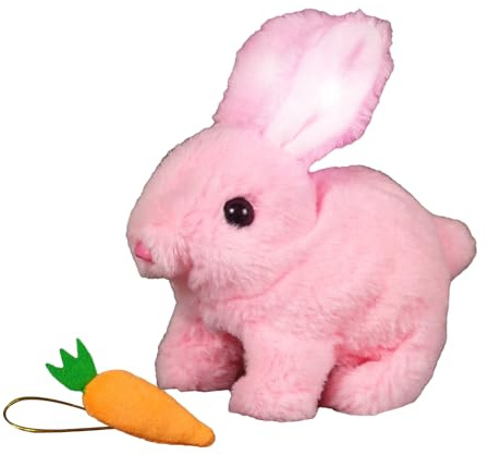 Genérico Juguete Conejo Saltando - Figura de Peluche Interactiva, Conejo Movimiento ABS, Saltador Eléctrico con Acciones, Activación Sonora Reactiva, Oreja Temblando de la Nariz | Regalo Animado para