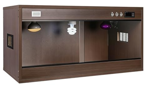 Terrario for rettili, in legno, con vetro acrilico trasparente, porta scorrevole, controllo della temperatura e ventilazione satinata, ideale for pitoni reali, gechi e lucertole.(Br,33.81gal)