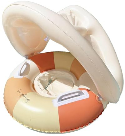 Yidueace Salvagente Neonato - Ciambella Neonato con Parasole, Anello di Nuoto Gonfiabile, per Bagno, Piscina, per Vacanze, Spiaggia, Estate, Giochi d'Acqua, Mare per Bambini da 0-4 Anni
