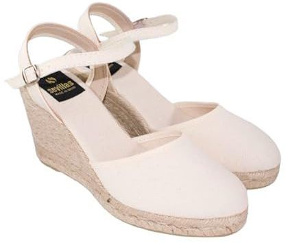 Sevillas Alpargata Valenciana Mujer Cuña Yute 8,5 cm, Espadrilles Verano con Pulsera Ajustable, Hechas en España Mod 3333