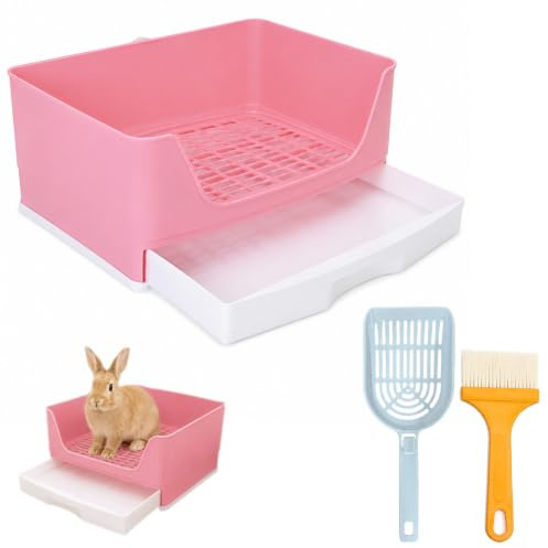Large Rabbit Litter Tray with Litter Scoop and Brush, Rabbit Toilet | with Drawer Design, Litter Tray Rabbit for Rabbits, Chinchillasguinea Pigs, Hamsters, Hedgehogs, Ferrets and Other Pets