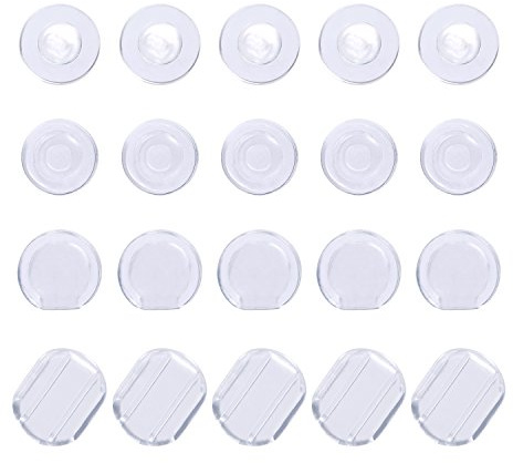 BBTO 100 Stück Ohrklemmer Ohrring Kissen Silikon Ohrring Rücken für Ohr Clip, 4 Formen, Klar