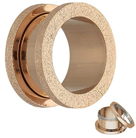 Treuheld | Flesh Tunnel in Diamant-Optik - ROSEGOLD - 12 Größen: 1,2-30mm - Edel-Stahl Profi-Qualität - zum Schrauben - Ohr-Tunnel schraubbar mit Gewinde - Piercing Ohr-Plug - Chirurgen-Stahl 316-L