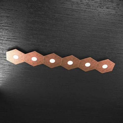 PLAFONIERA MODERNA HEXAGON LED 6xGX53 METALLO FOGLIA RAME ESAGONALE COMPONIBILE