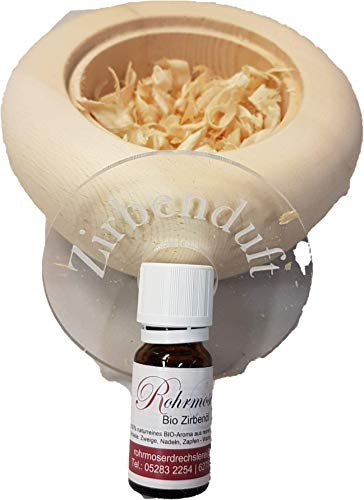 Zirbenduftdose handgedrechselt mit Zirbenspänen, transparentem Deckel,inclusive reines Biozirbenöl (10ml) Biozirbenöl