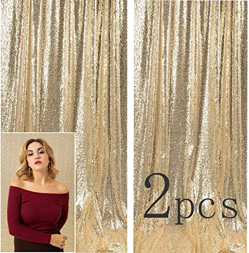 Kate fotobakgrund (X2) champagne guld bakgrund fotografi bröllop fest dekoration paljetter blixt bröllop fotokabin 4 x 7 fot/1,25 x 2,2 m