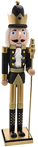 BAKAJI Soldado Cascanueces de Navidad de Madera Gigante Altura 106 cm Vestidos Pintados Barba y Pelo de Peluche con Mecanismo de Trabajo Decoraciones Navidad (Diseño 3)