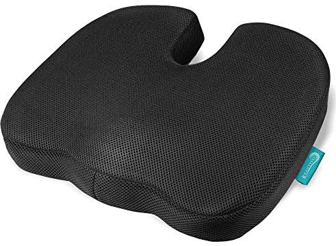 Beautissu Memory Foam Sitzkissen für Auto & Bürostuhl - BeauErgo FS Ergonomische Sitzauflage Sitzerhöhung als U-Form Kissen mit Viscoschaum Stuhlkissen Druckentlastend Atmungsaktiv