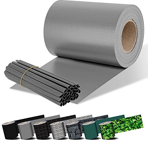 KESSER® Strisce per la Privacy in PVC Stuoie a Doppia Asta Recinzione Opaca | Resistente alle intemperie e al Vento | Schermo Privacy per Giardino, Grigio, 70 m