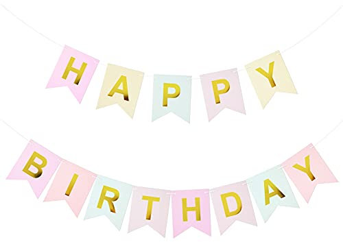 Guirnalda Happy Birthday Banner Decoracion Fiesta de Cumpleaños Banderines Feliz Cumpleaños Color Macaron