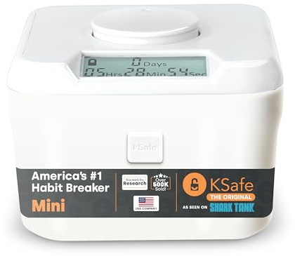 Kitchen Safe Time Lock Safe - Phone Safe Box with Timer, Timed Lock Box for Snacks & Valuables - KSafe Time Locking Container for Improved Self-Control (Mini, White Lid + 3.0” White Base)