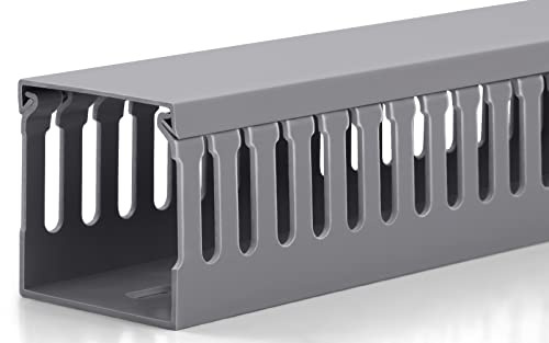 ZhiYo 2x2in Server Rack Cable Management Raceway, Cable Duct Kit, Electrically Safe PVC for Network Wire Management, Open Slot Cord Hider for Computer Under Desk, Grey