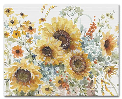 CounterArt Sunflowers Forever 3mm Tempered Glass Cutting Board Serving Board Charcuterie Board 15 x 12