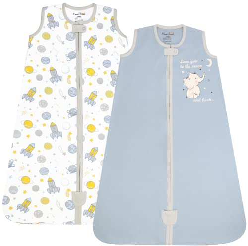 Babyschlafsack aus Bio-Baumwolle 0.5 TOG Sommer Schlafsack 2er-Pack | Atmungsaktiv, leichter Sommerschlafsack aus GOTS- und OEKO-TEX-zertifizierter Bio-Baumwolle für 0–6 Monate von Mama Cheetah