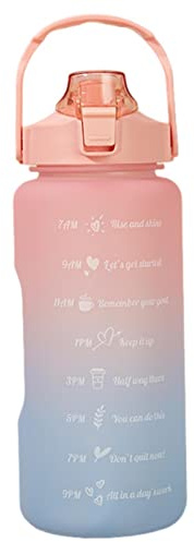 2L Wasserflasche, Trinkflasche Mit Strohhalm Und Zeitmarkierung, Auslaufsichere Sportflasche Flip-Top-Design Tragbarer Wasserspeicherbehälter Für Sport, Fitnessstudio, Büro, Camping, Laufen