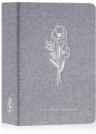 Lanpn Fotoalbum 13x18 200 Bilder, Klein Leinen Einstecken Einsteckalbum für Hochformat Fotos Bilder Grau